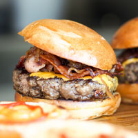 close-up of a delicious burger