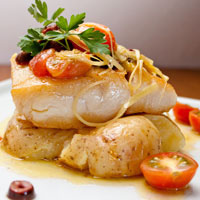 close-up of a fish dinner