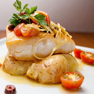 close-up of mouth-watering fish dinner